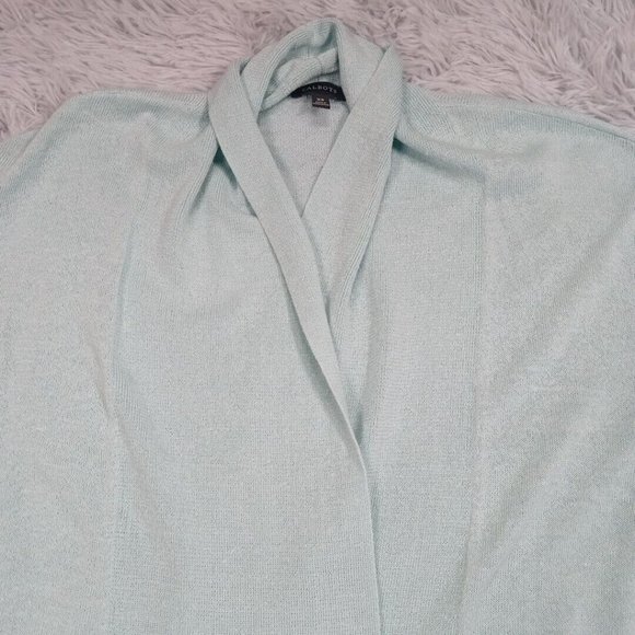 Talbots Womens Sweater Cardigan Blue XS Linen Open‎ Front Knit Pockets - Picture 4 of 11